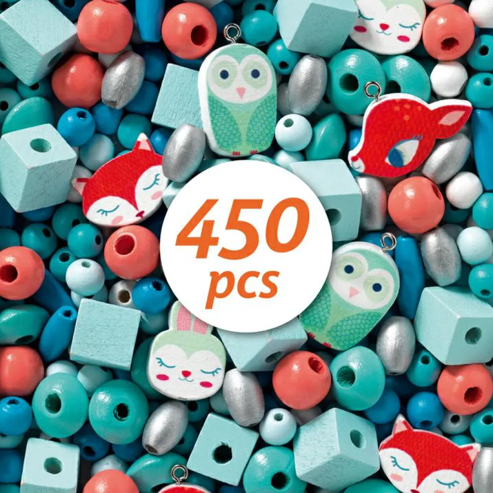 450 perles en bois Petits animaux