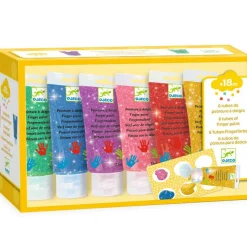 6 tubes de peinture à doigt pailletée