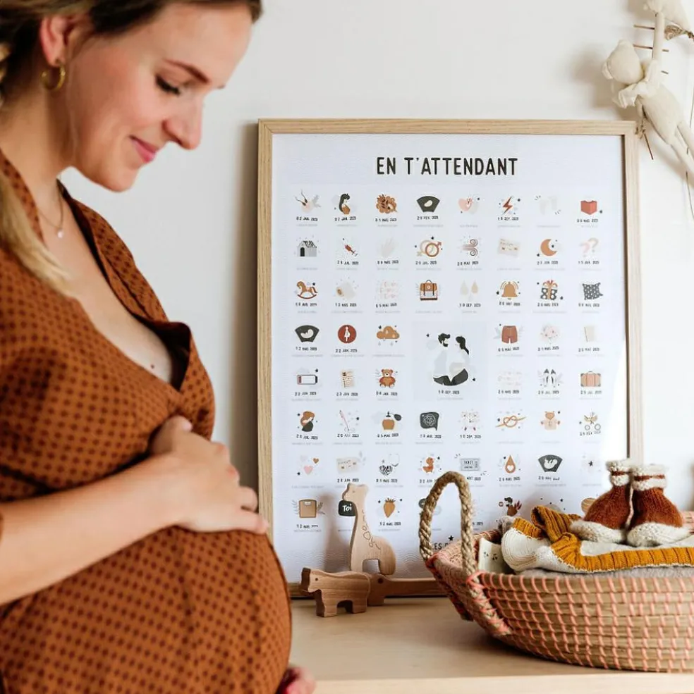 Affiche En t’attendant Originale claire Maman - Papa (40 x 50 cm)