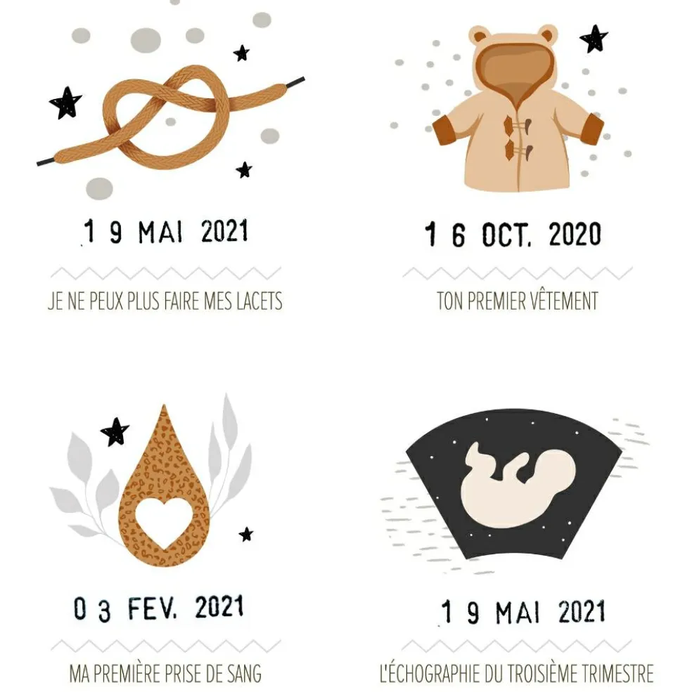 Affiche En t’attendant Originale claire Maman - Papa (40 x 50 cm)