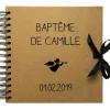 Album photo baptême personnalisable kraft et noir (20 x 20 cm)