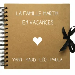 Album photo baptême personnalisable kraft et or (20 x 20 cm)