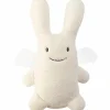 Ange lapin musical ivoire et pochette de rangement en coton (24 cm)