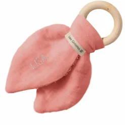 Anneau de dentition en bois Rose corail (personnalisable)