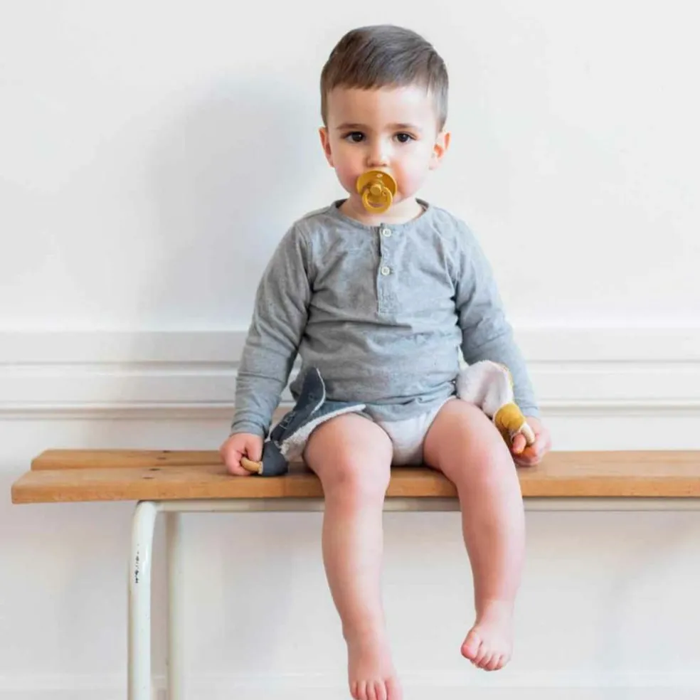 Anneau de dentition en bois Bleu pétrole