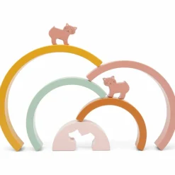 Arc-en-ciel à empiler en bois Mrs. Cat