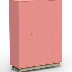 Armoire 3 portes Madavin avec pieds en bouleau (coloris au choix)