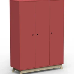 Armoire 3 portes Madavin avec pieds en bouleau (coloris au choix)
