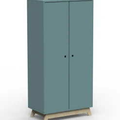 Armoire 2 portes Madavin avec pieds en bouleau (coloris au choix)