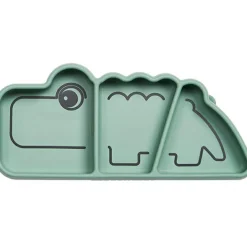 Assiette à compartiments antidérapante silicone Croco vert