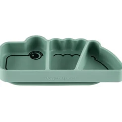 Assiette à compartiments antidérapante silicone Croco vert
