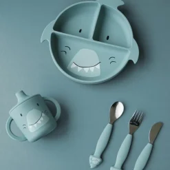 Assiette à compartiments en silicone Mr. Shark