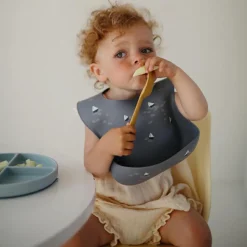 Assiette à compartiments en silicone avec ventouse Powder blue