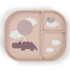 Assiette à compartiments Happy clouds Rose
