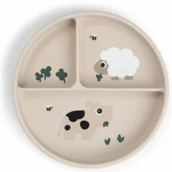 Assiette à compartiments Stick&Stay Tiny farm Sable