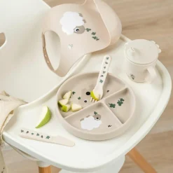 Assiette à compartiments Stick&Stay Tiny farm Sable