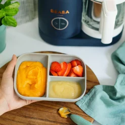 Assiette compartimentée à ventouse en silicone Vert sauge