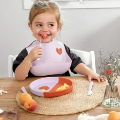 Assiette en silicone Happy Rascals Coeur lavande