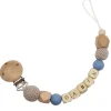 Attache sucette en bois gris et bleuet (personnalisable)