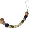Attache sucette en bois kaki et bleu nuit (personnalisable)
