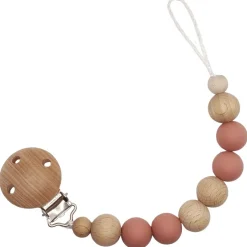 Attache sucette en bois Moon vieux rose