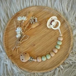 Attache sucette en bois Moon olive