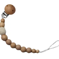 Attache sucette en bois Nude blanc cassé