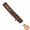 Attache tétine Gaze Léopard Marron (personnalisable)