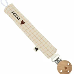 Attache tétine Gaze Petits Carreaux (personnalisable)