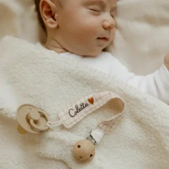 Attache tétine Gaze Petits Carreaux (personnalisable)