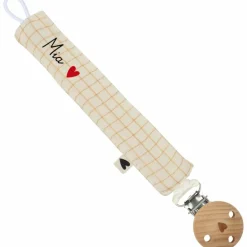 Attache tétine Gaze Petits Carreaux (personnalisable)