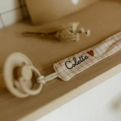 Attache tétine Gaze Petits Carreaux (personnalisable)