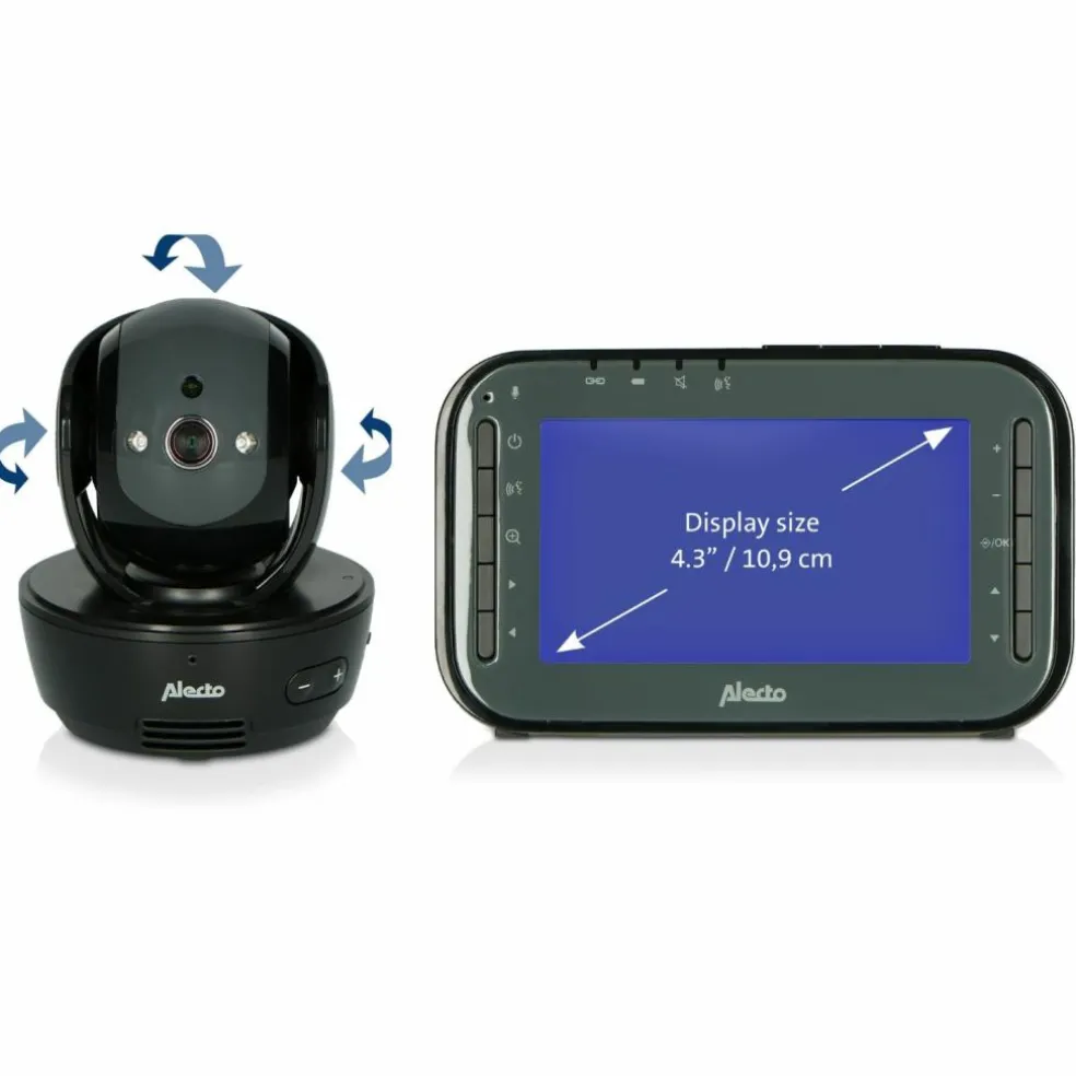 Babyphone avec caméra et écran couleur 4,3 pouces Noir