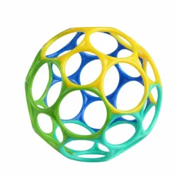 Balle hochet souple bleu et vert