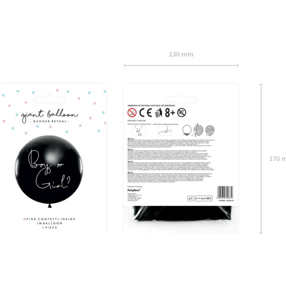 Ballon XXL Boy or Girl ? (confettis rose fille)