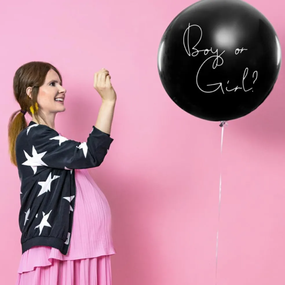 Ballon XXL Boy or Girl ? (confettis rose fille)