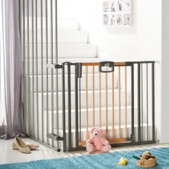 Barrière Easy Lock Wood Plus avec adaptateur escalier (84 à 92 cm)