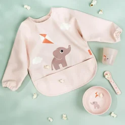 Bavoir à manches avec poche Playground rose