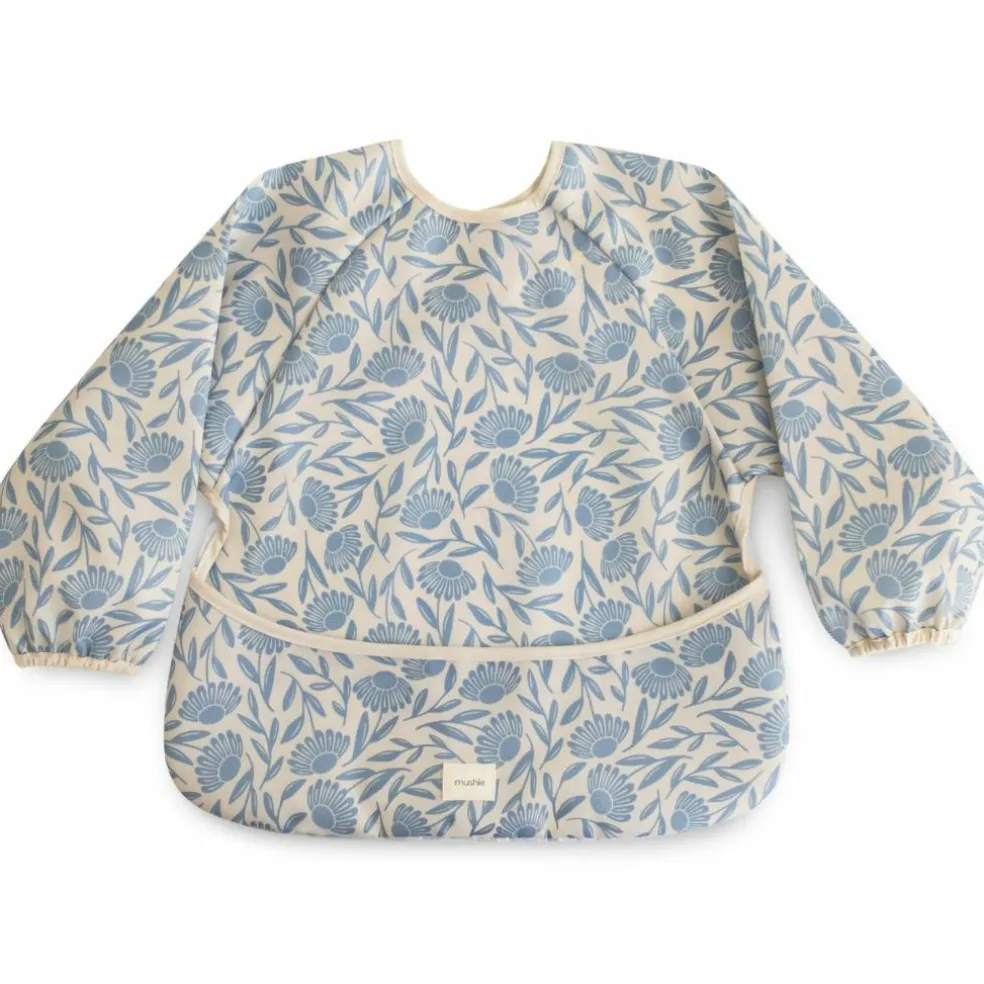 Bavoir à manches longues Blue Flowers (6-24 mois)