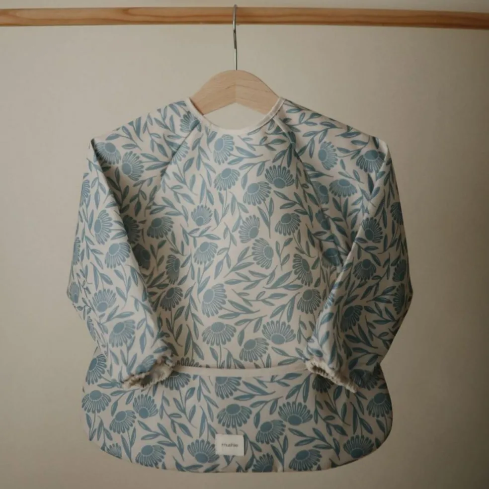 Bavoir à manches longues Blue Flowers (6-24 mois)