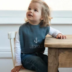 Bavoir à nouer Bleu pétrole (personnalisable)