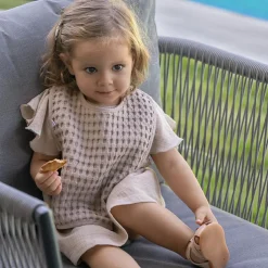 Bavoir à nouer en coton gaufré Latte