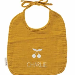 Bavoir à nouer Jaune moutarde (personnalisable)