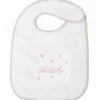 Bavoir à velcro coeur rose (personnalisable)
