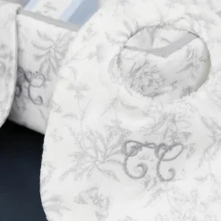 Bavoir bandana Toile de Jouy gris