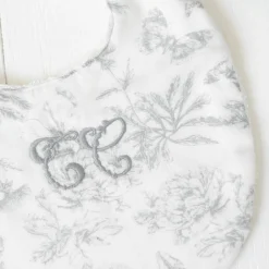 Bavoir bandana Toile de Jouy gris