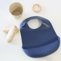 Bavoir en silicone Bleu