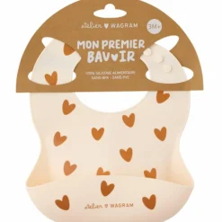 Bavoir en silicone Coeurs Crème