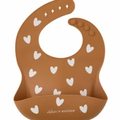 Bavoir en silicone Coeurs Caramel