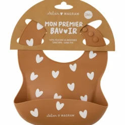 Bavoir en silicone Coeurs Caramel